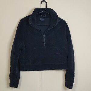 Lululemon Scuba Half Zip Sherpa Oversized Black Crop Sweatshirt Womens Size XS/S